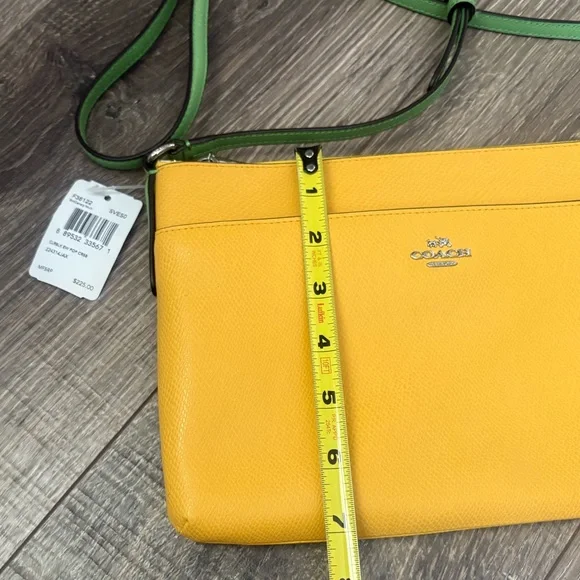 Coach crossbody handbag in yellow with green strap, NWT - pet & smoke free home - Picture 11 of 12